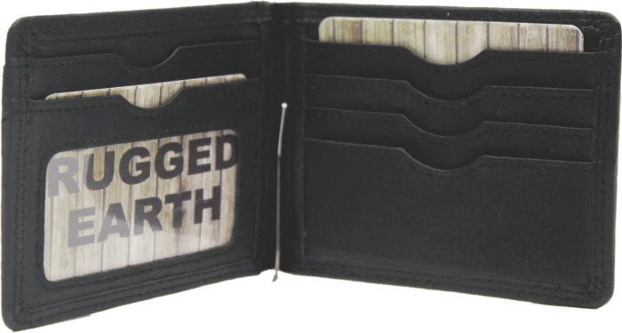 Rugged Earth Black Leather Money Clip Wallet - Image 3