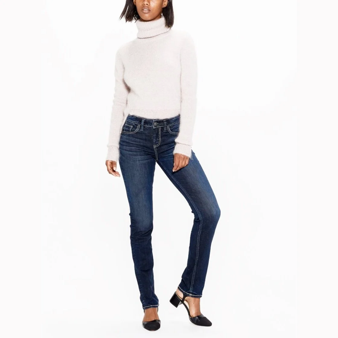 Silver Jeans Women’s Avery High Rise Straight Leg Indigo - Clearance - Image 3