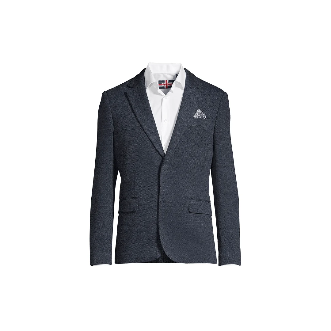 Soul Of London Men's Wool Blend Navy Blazer - Image 6