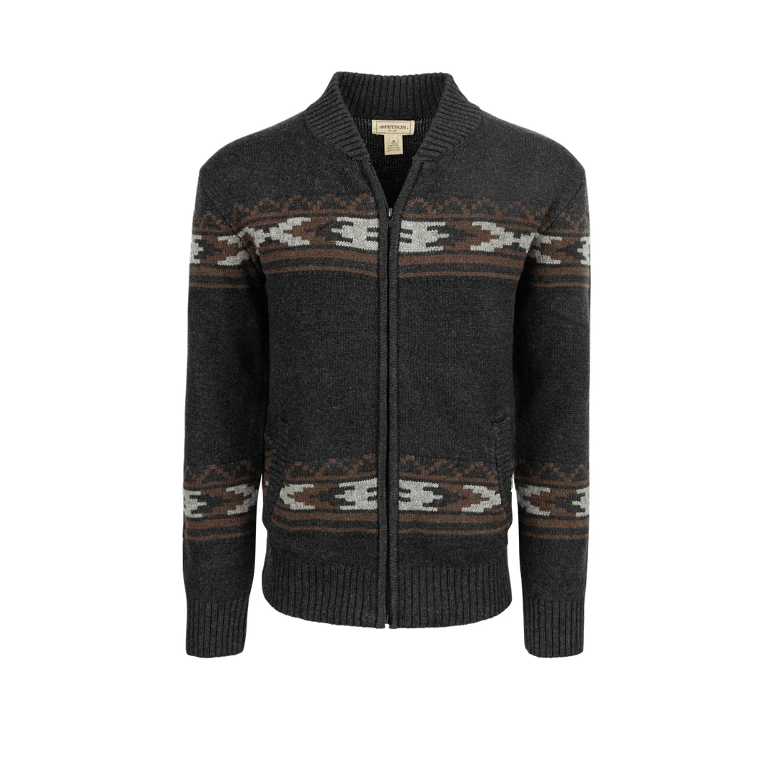 Stetson Men's Full-Zip Horizontal Aztec Print Knit Sweater - Image 5