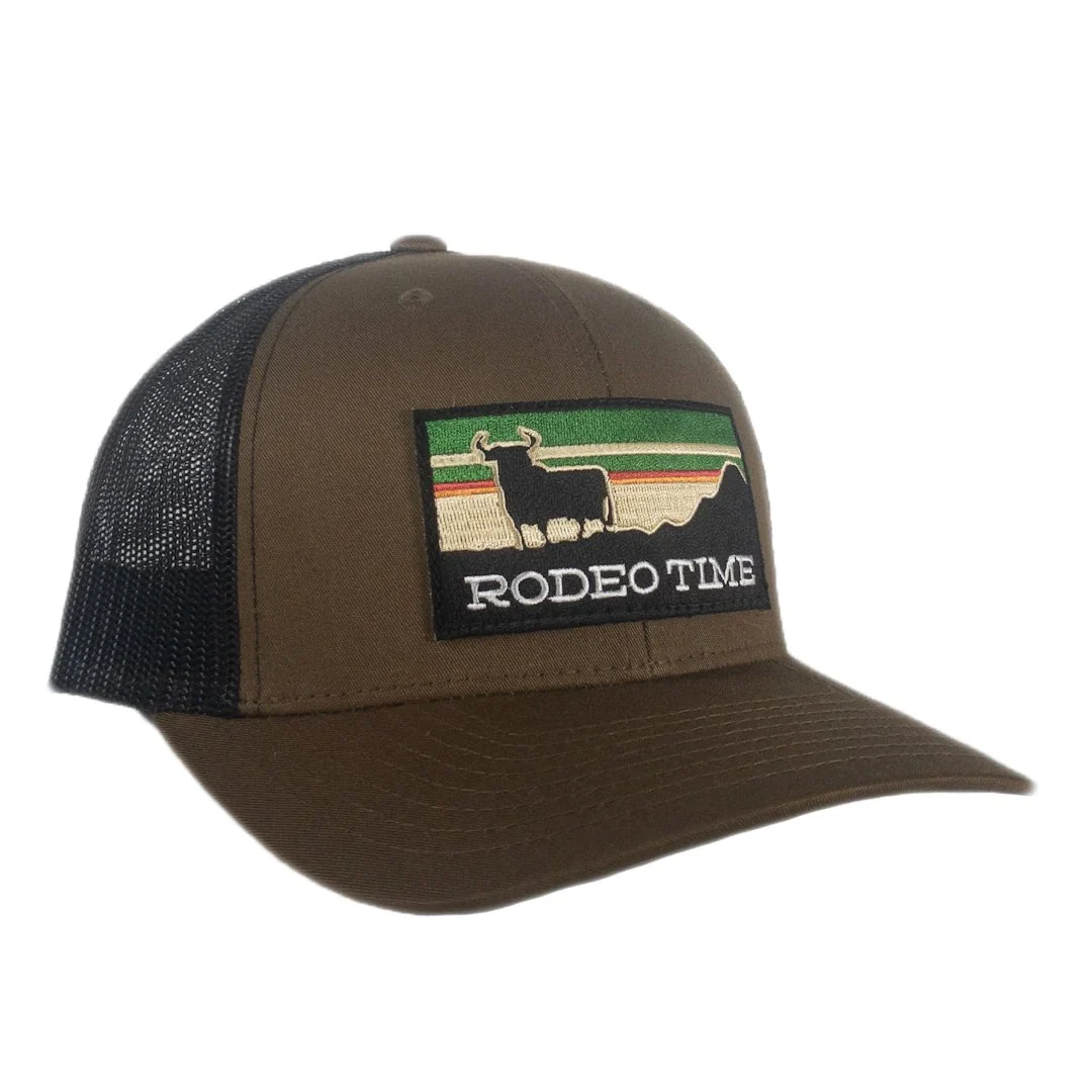 Dale Brisby Cap Trucker Meshback Curved Bill Sunset Brown Rodeo Time - Image 4