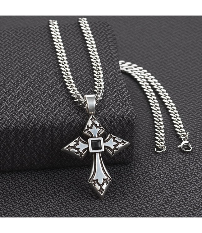 TWISTER ENGRAVED CROSS NECKLACE