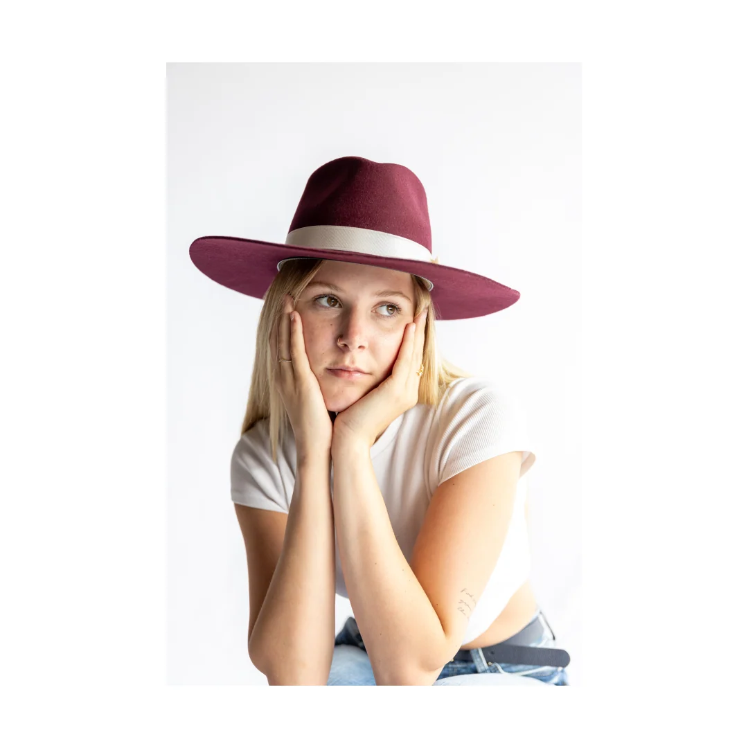 Twister Hat Women's Wool Fashion Hat Maroon -CLEARANCE