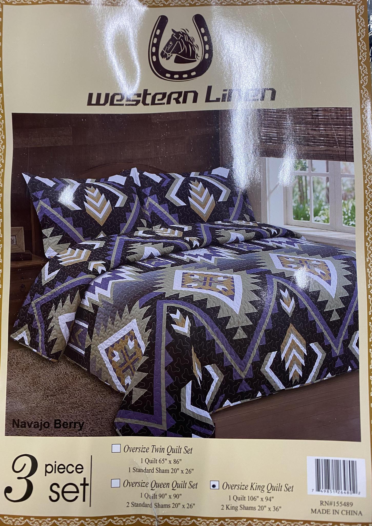 Western Linen 3 Piece Quilt Set - Image 4
