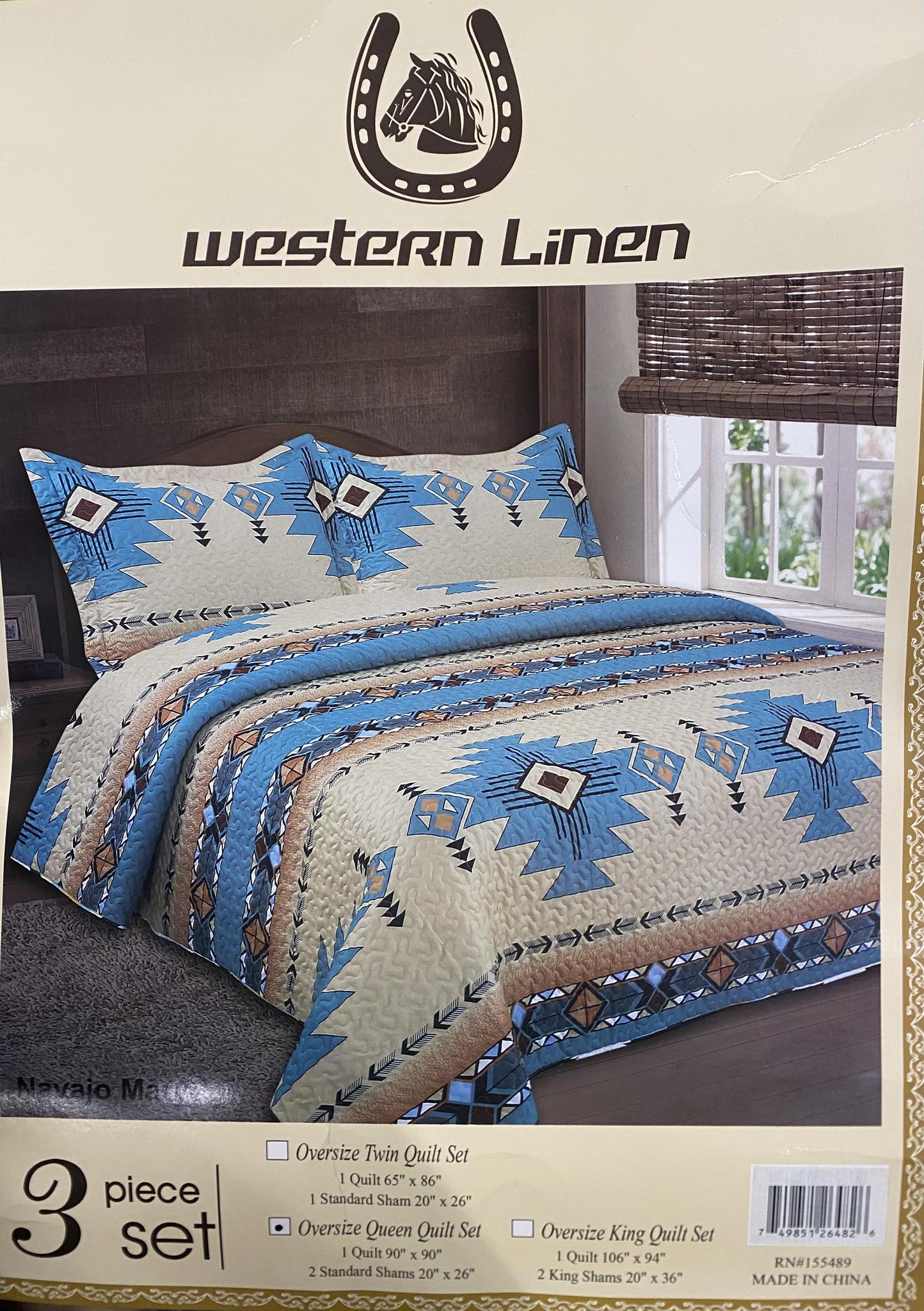 Western Linen 3 Piece Quilt Set - Image 6