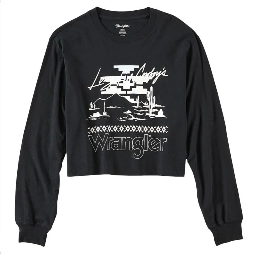 Wrangler Women’s Shirt Long Sleeve Cropped Tee Retro Graphic