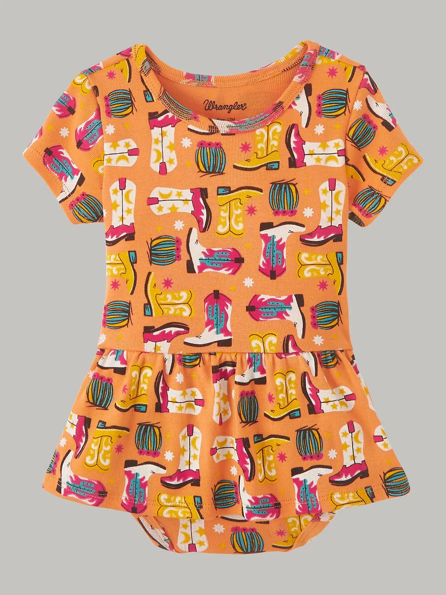 Wrangler Baby Girl's Cowgirl Boot Skirted Onesie