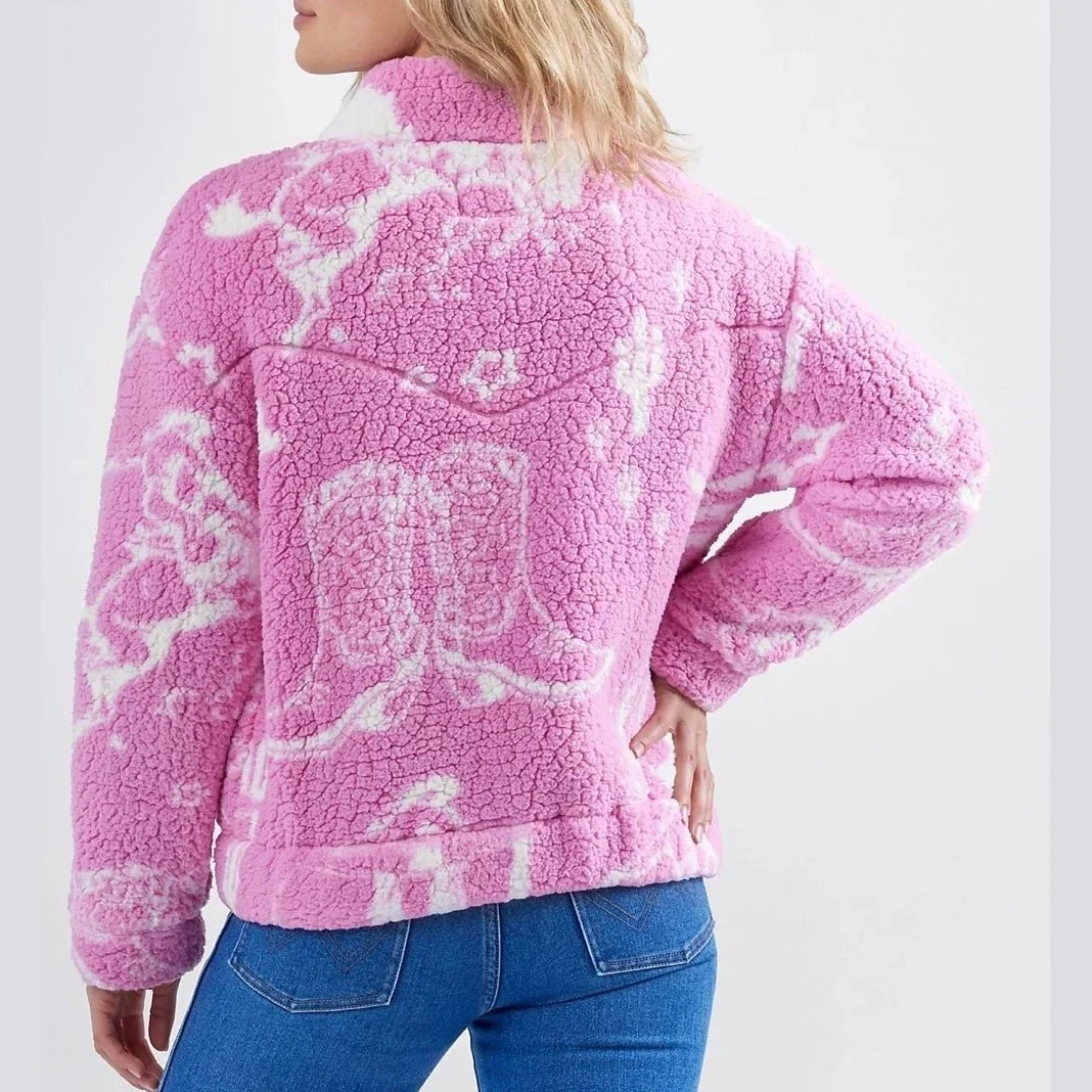 Wrangler Barbie Western Sherpa Jacket In Pink - Image 3