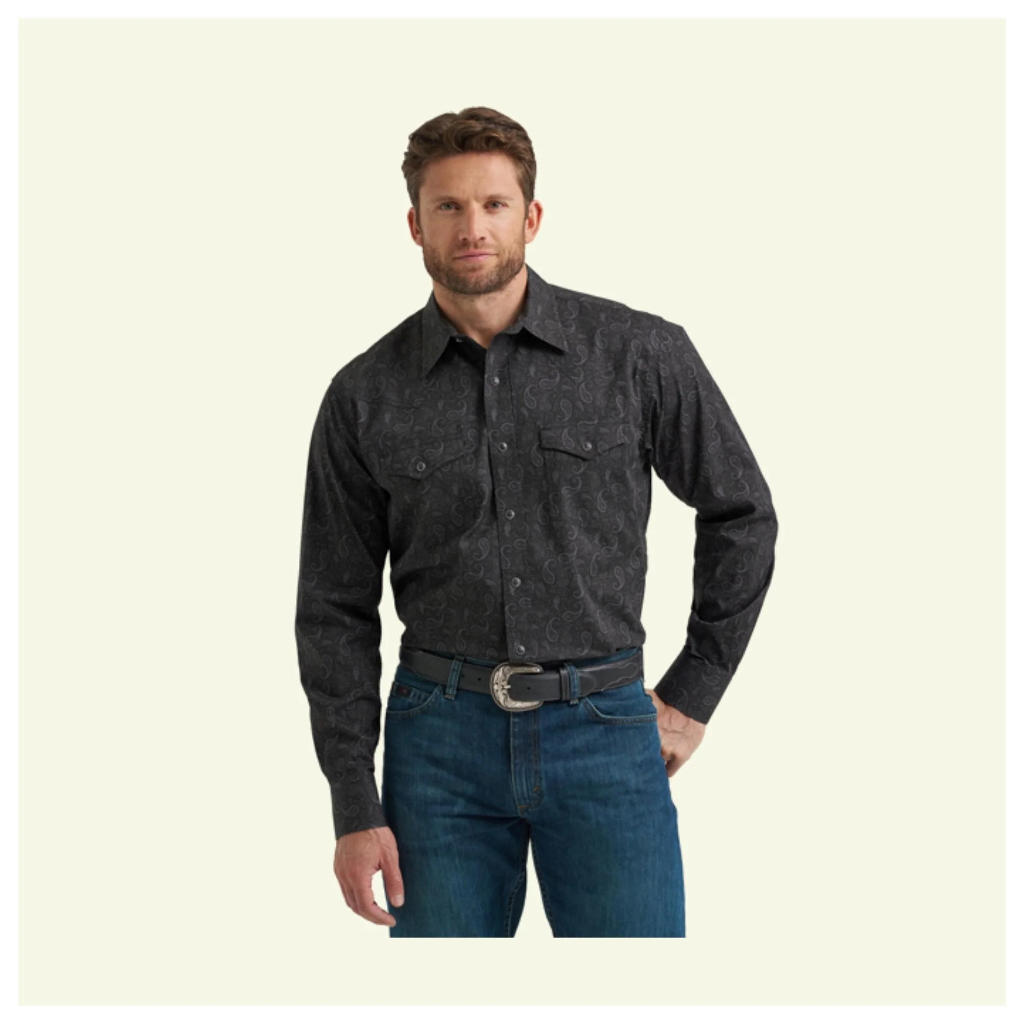 Wrangler Boy's 20X Competition Advanced Comfort Long Sleeve Shirt Black - Image 4