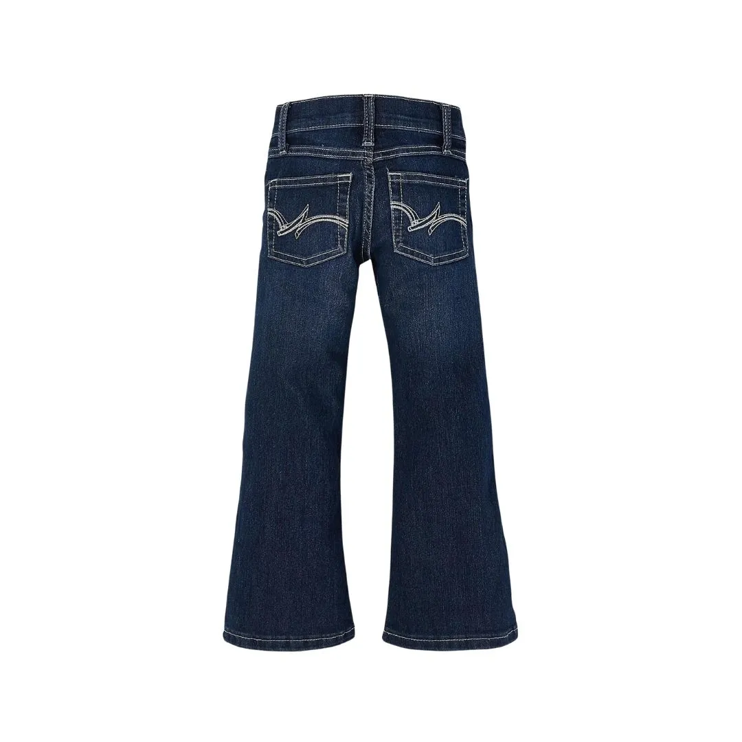 Wrangler Girl's Premium Patch Bootcut Jean In Dark Blue - Image 3