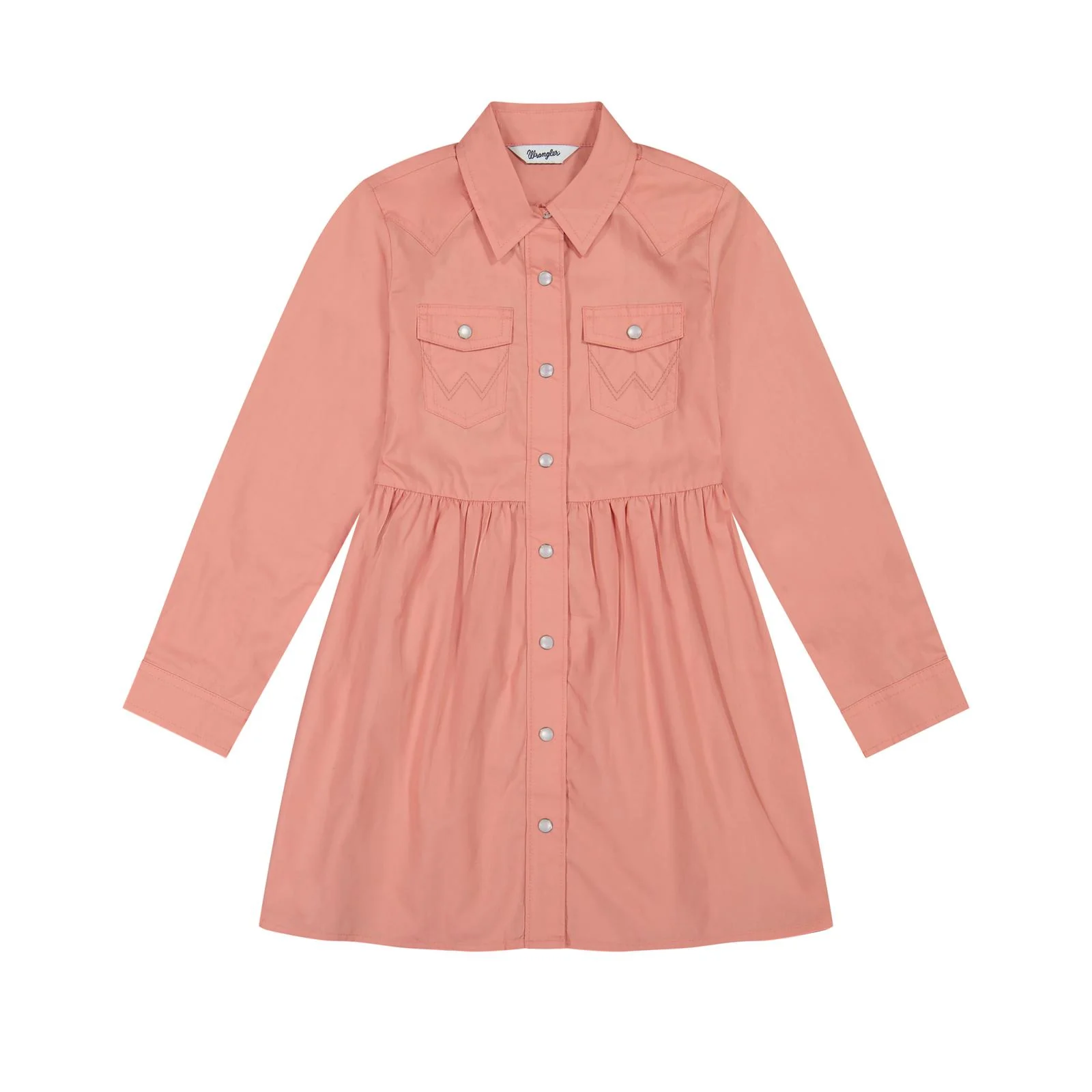 Wrangler Girls Long Sleeve Snap Dress - Pink