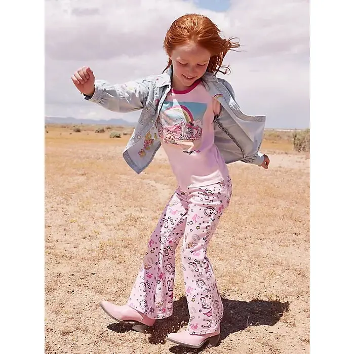 Wrangler Barbie Girl's Trumpet Flare in pinnacle pink- CLEARANCE