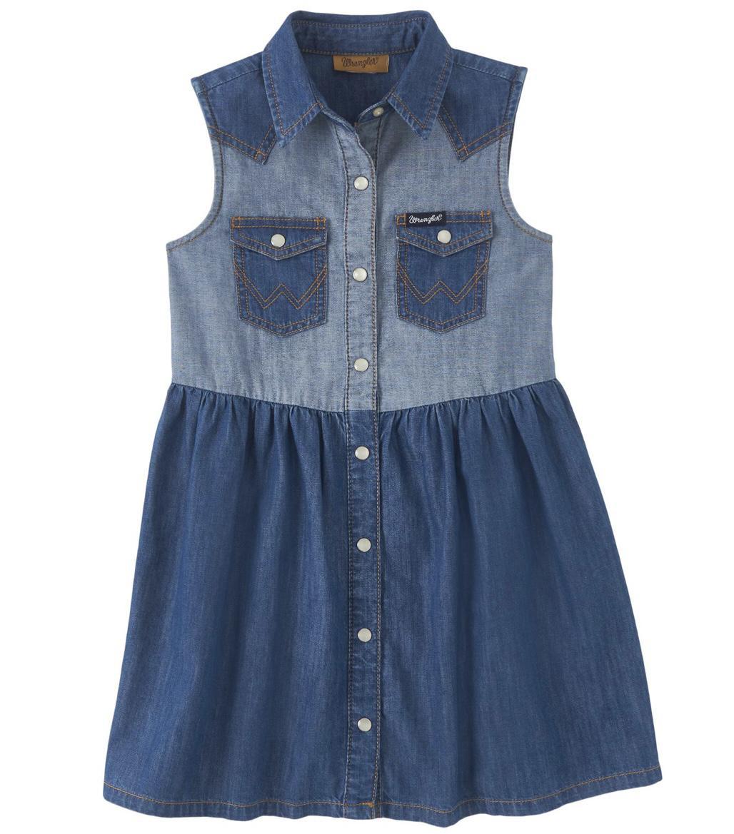 Wrangler Girl's Western Denim Dress - Indigo