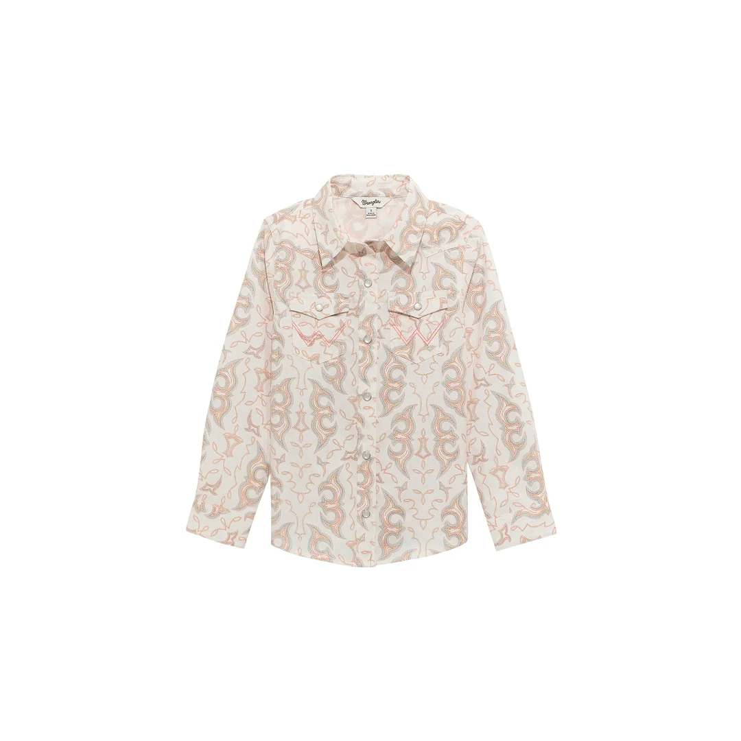 Wrangler Girl's Western Snap Long Sleeve Shirt