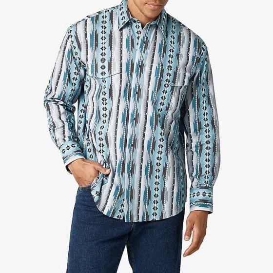 Wrangler Men’s Shirt Checotah Long Sleeve Snaps