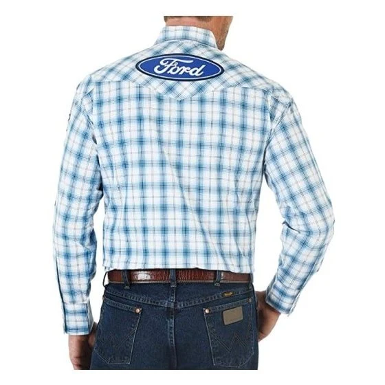 Wrangler Men’s Shirt Western Long Sleeve Ford Logo - Clearance - Image 2