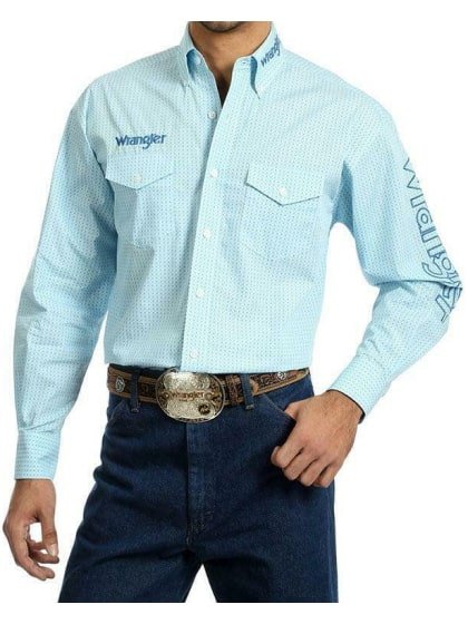 Wrangler Men’s Shirt Western Long Sleeve Logo