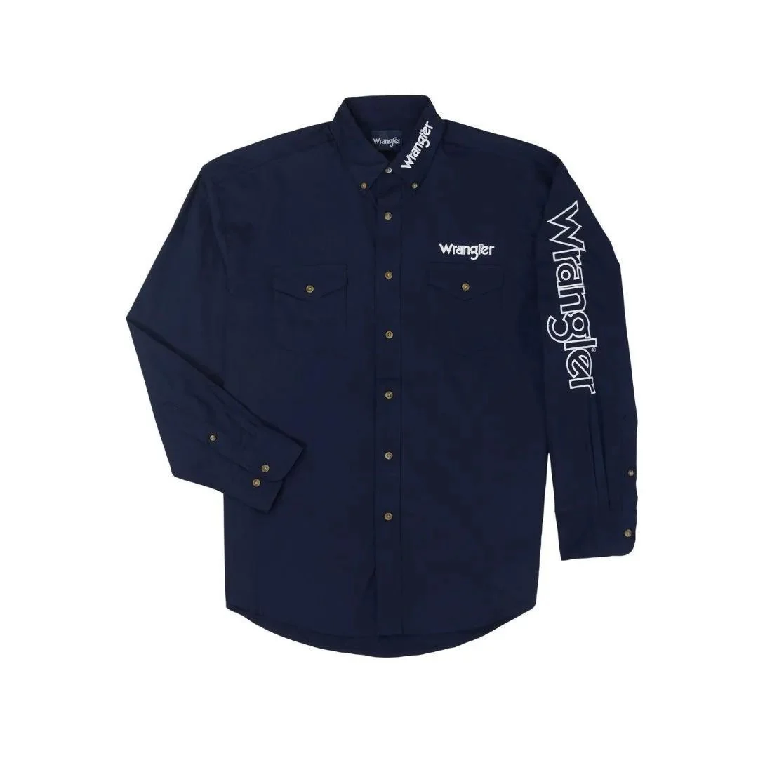 Wrangler Men’s Shirt Long Sleeve Button Down Logo - Image 3