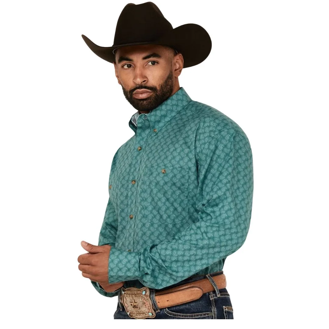 Wrangler Men's George Strait Collection Two Pocket Long Sleeve Shirt - Turquoise - Image 2