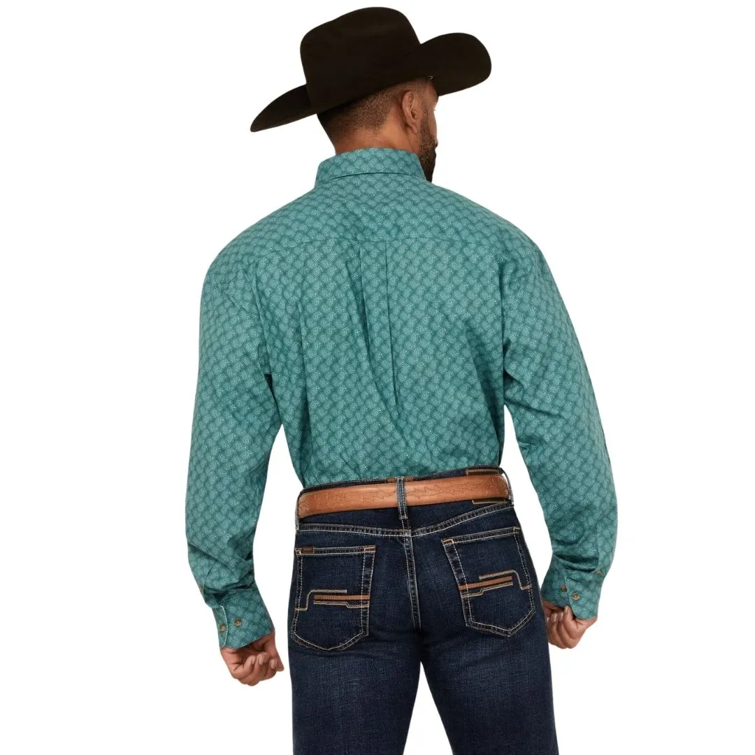 Wrangler Men's George Strait Collection Two Pocket Long Sleeve Shirt - Turquoise - Image 3
