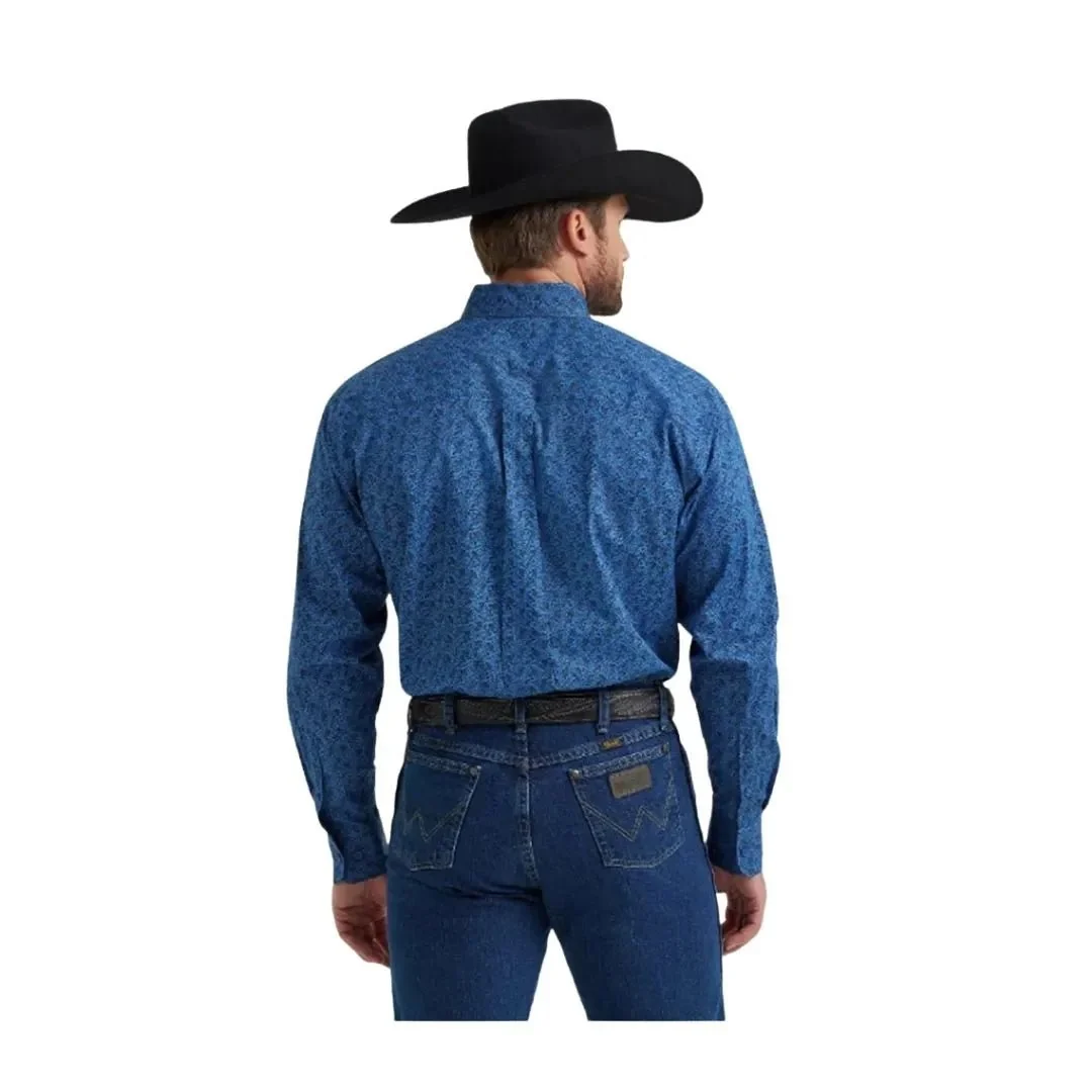 Wrangler Men's Long Sleeve Button Down Shirt Cobalt Blue - Image 2