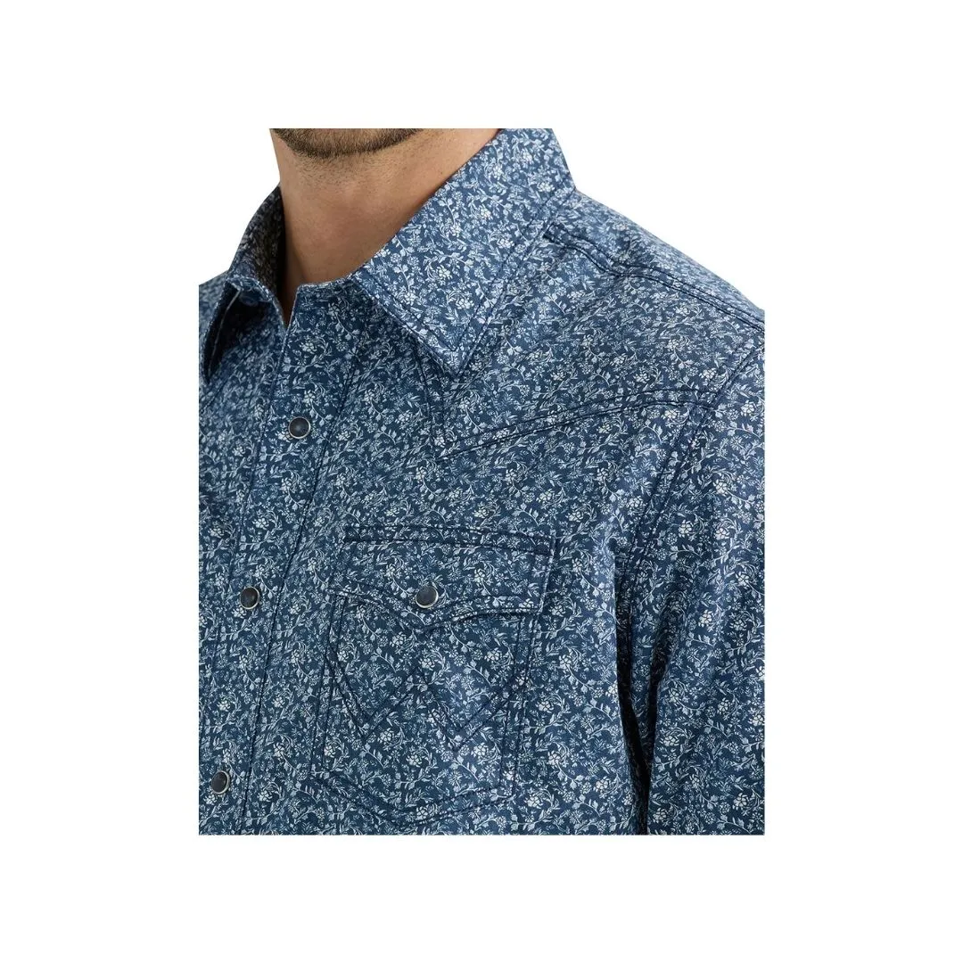 Wrangler Men's Retro Premium Long Sleeve Shirt Modern Fit Indigo Blue - Image 4