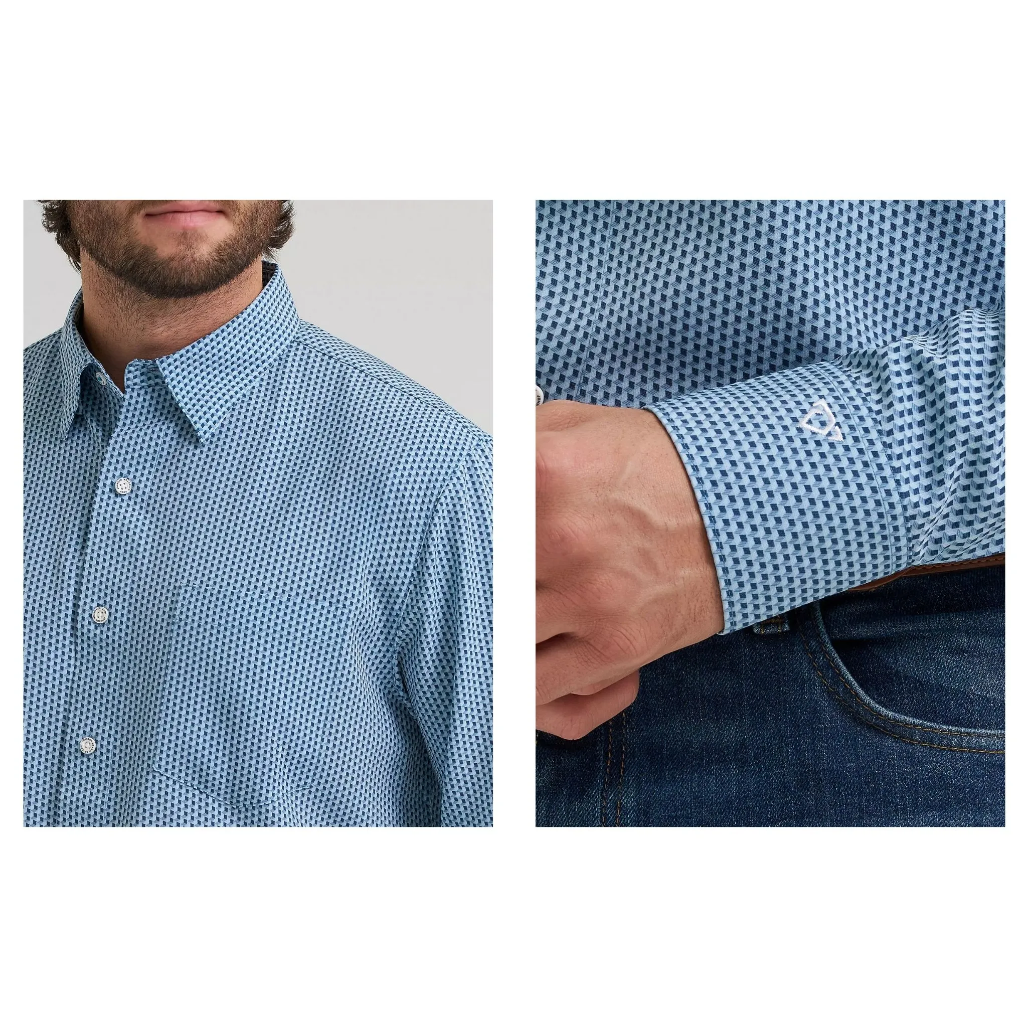 Wrangler Men's X Cody Johnson Performance Geo Blue Shirt - Image 3