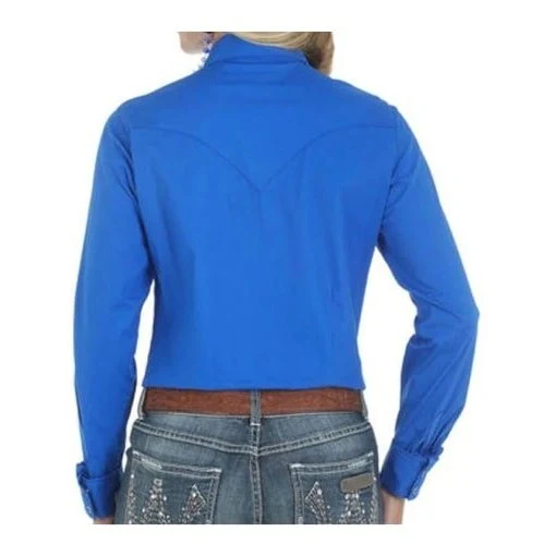 Wrangler Women’s Shirt Western Long Sleeve Snaps Solid Colours - Image 2