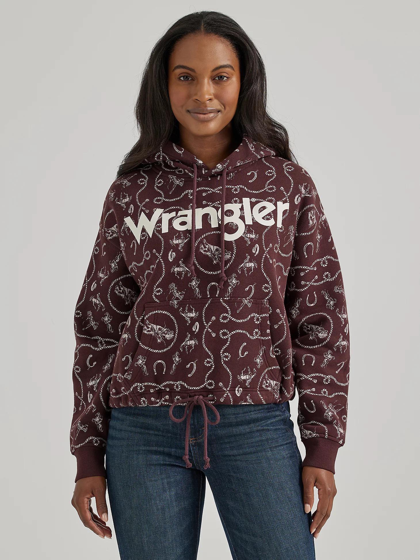 Wrangler Women's Allover Western Cinched Hoodie in Fudge - Image 5