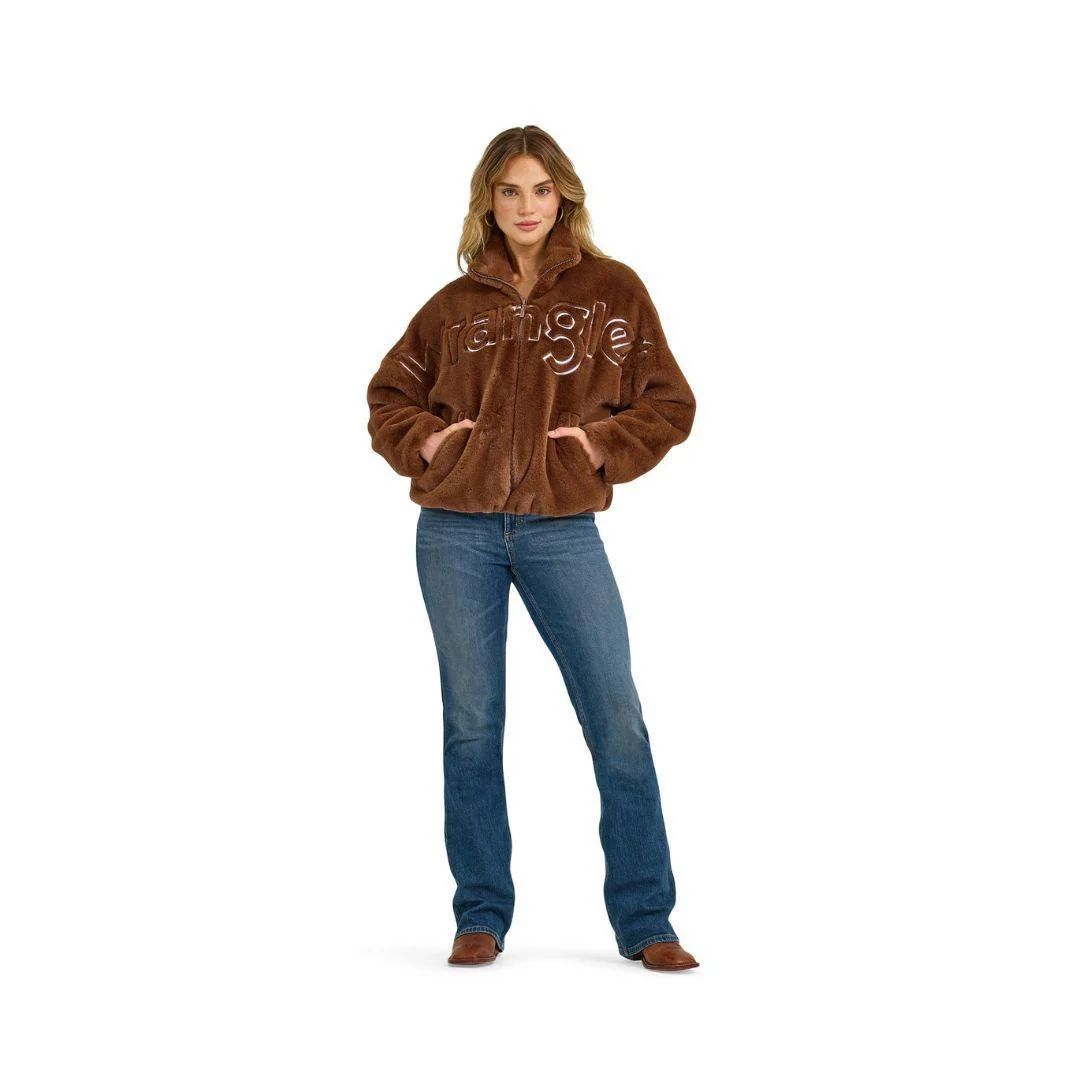 Wrangler Women's Retro® Logo Fur Jacket - Brown - Image 11