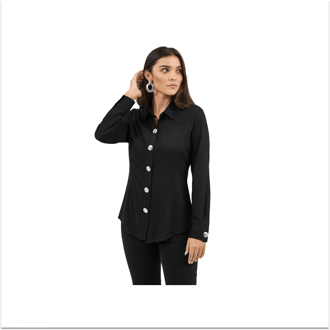 Wrangler Women's Party Western Snap Shirt Black - Image 2