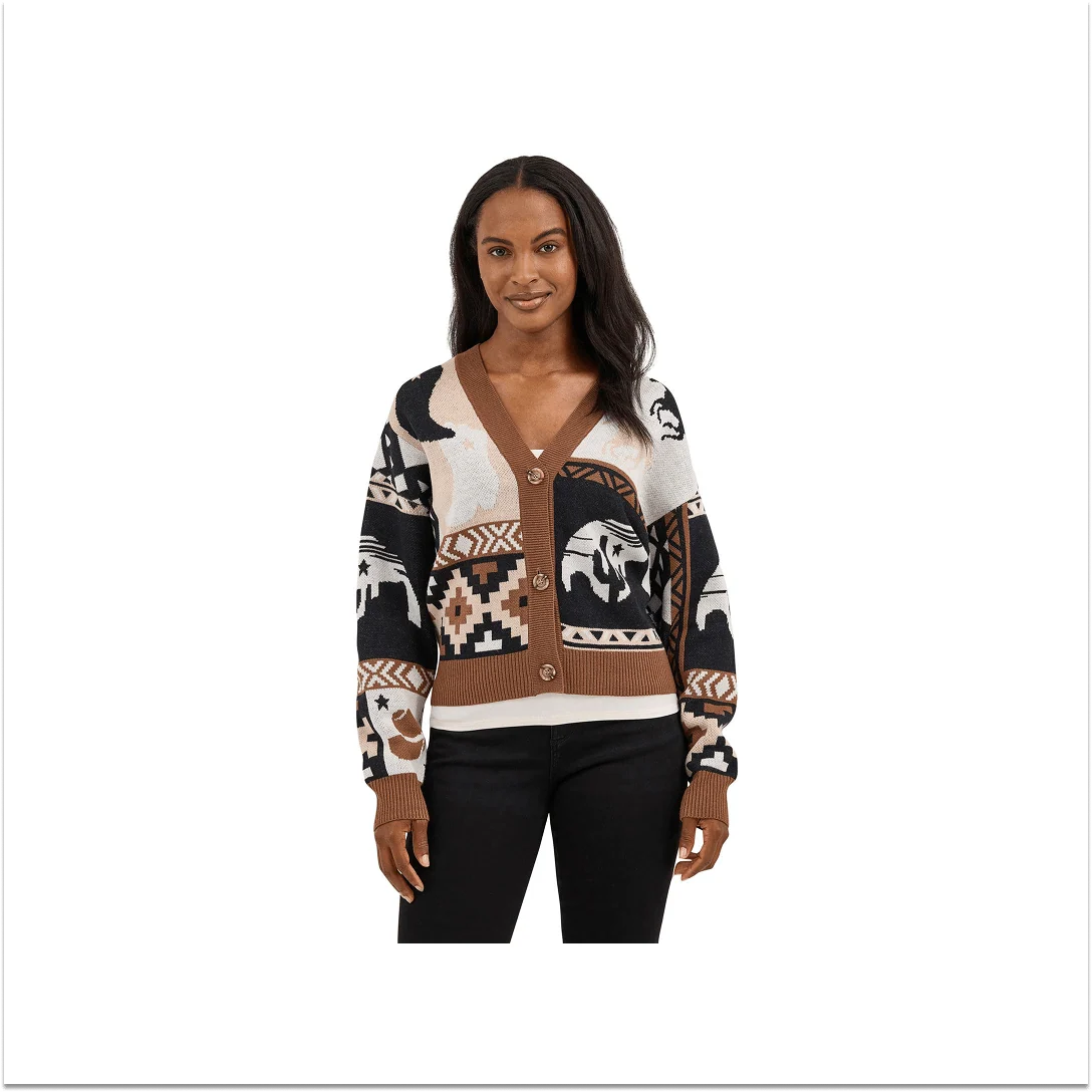 Wrangler Women's Punchy Sweater Cardigan Brown - Image 6