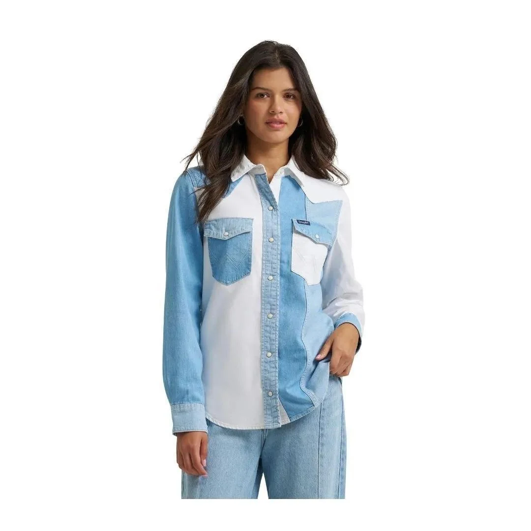 Wrangler Women's Retro Americana Boyfriend Denim Snap Shirt - Image 9