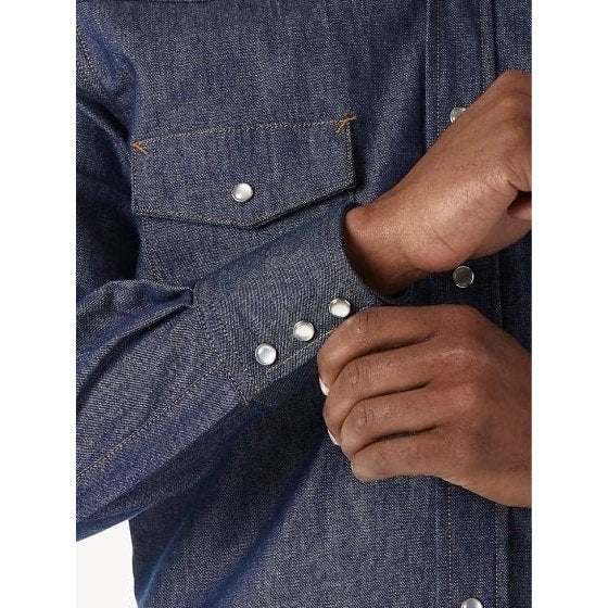Wrangler Work Men’s Shirt Flame Resistant Denim Long Sleeve Snaps - Image 3