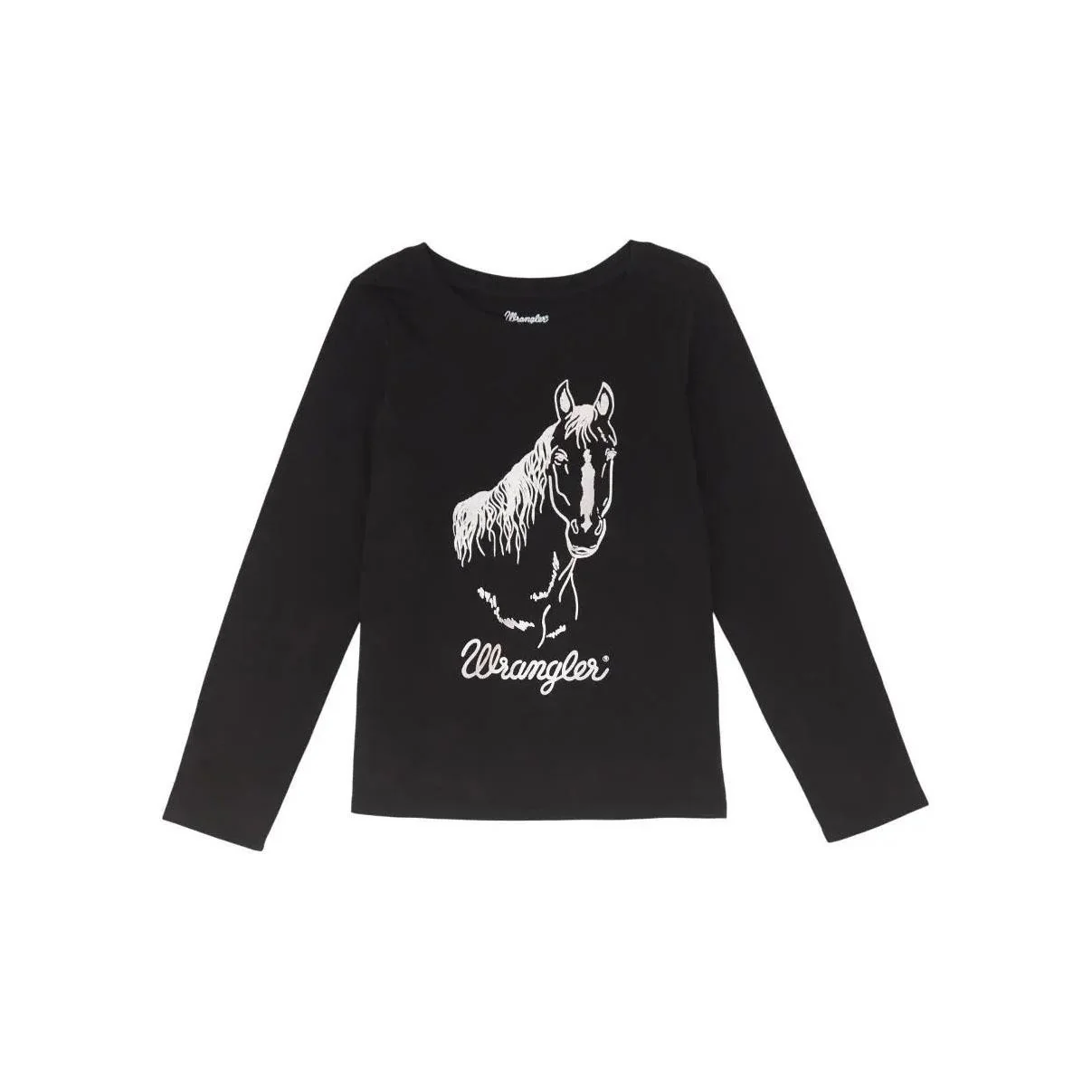 Wrangler Youth Girl's Horse Long Sleeve T-Shirt Black - Clearance